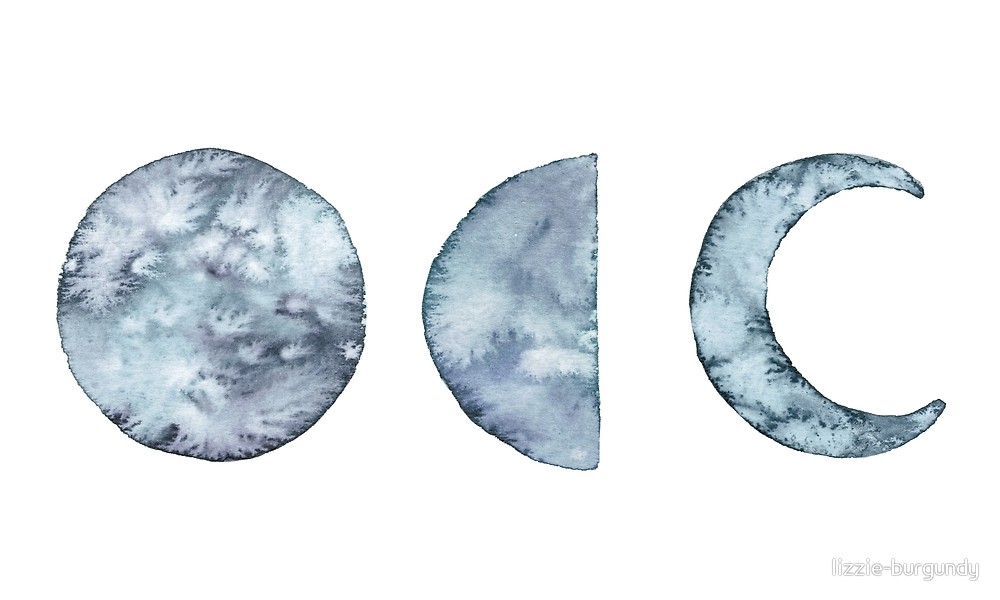 1000x600 Watercolor Moon Phases By Lizzie Burgundy Redbubble - Watercolor Moon Phases