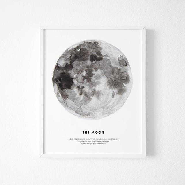 642x642 Watercolor Moon Print Moon Phase Art Watercolor Poster Lunar Etsy - Watercolor Moon Phases