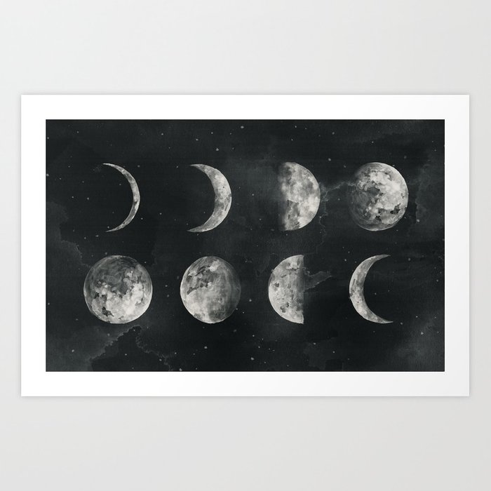 700x700 Watercolor Moon Phases Art Print By Blackwinter Society6 - Watercolor Moon Phases