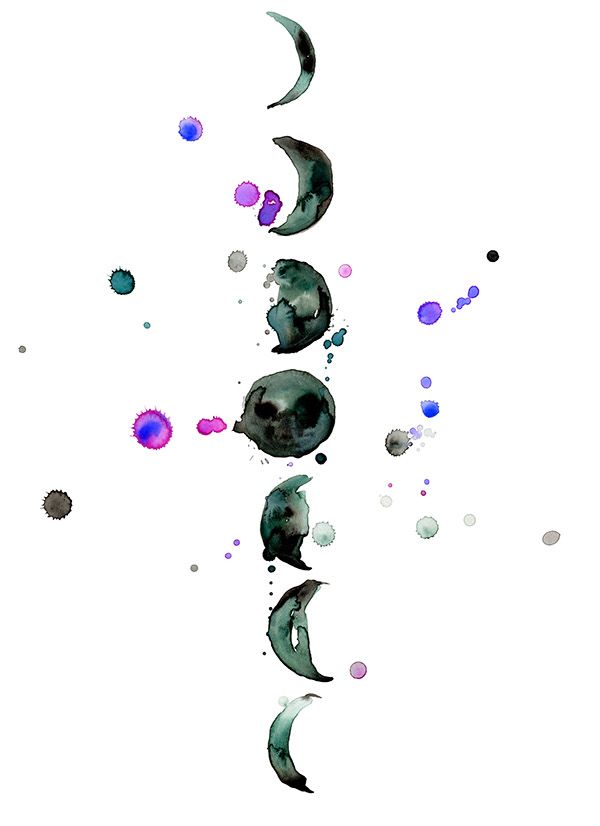 600x826 Watercolor Moon Phases - Watercolor Moon Phases