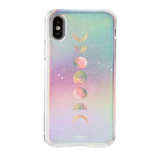 600x600 Holographic Iphone Case Cover - Watercolor Moon Phases