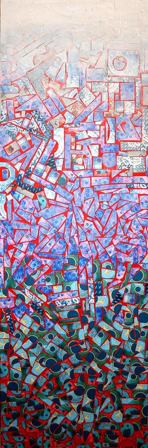 299x900 Watercolor Mosaic Abstract Painting By Marshall Okin - Watercolor Mosaic