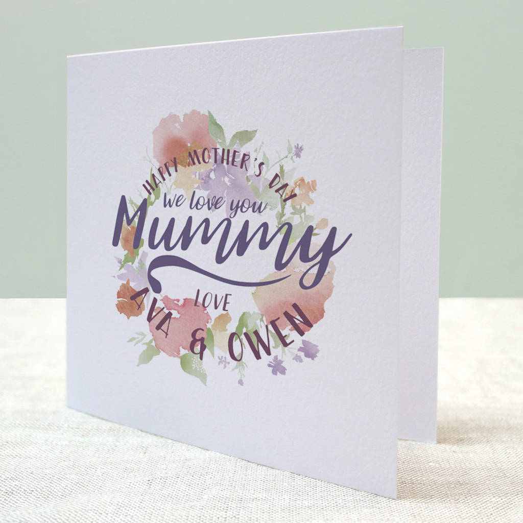 1024x1024 Personalised Watercolour Flowers Card By Letterfest - Watercolor Mothers Day Card