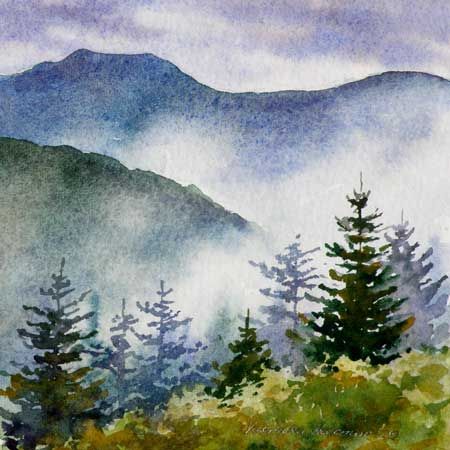 450x450 Varvara Harmon - Watercolor Mountain Landscape