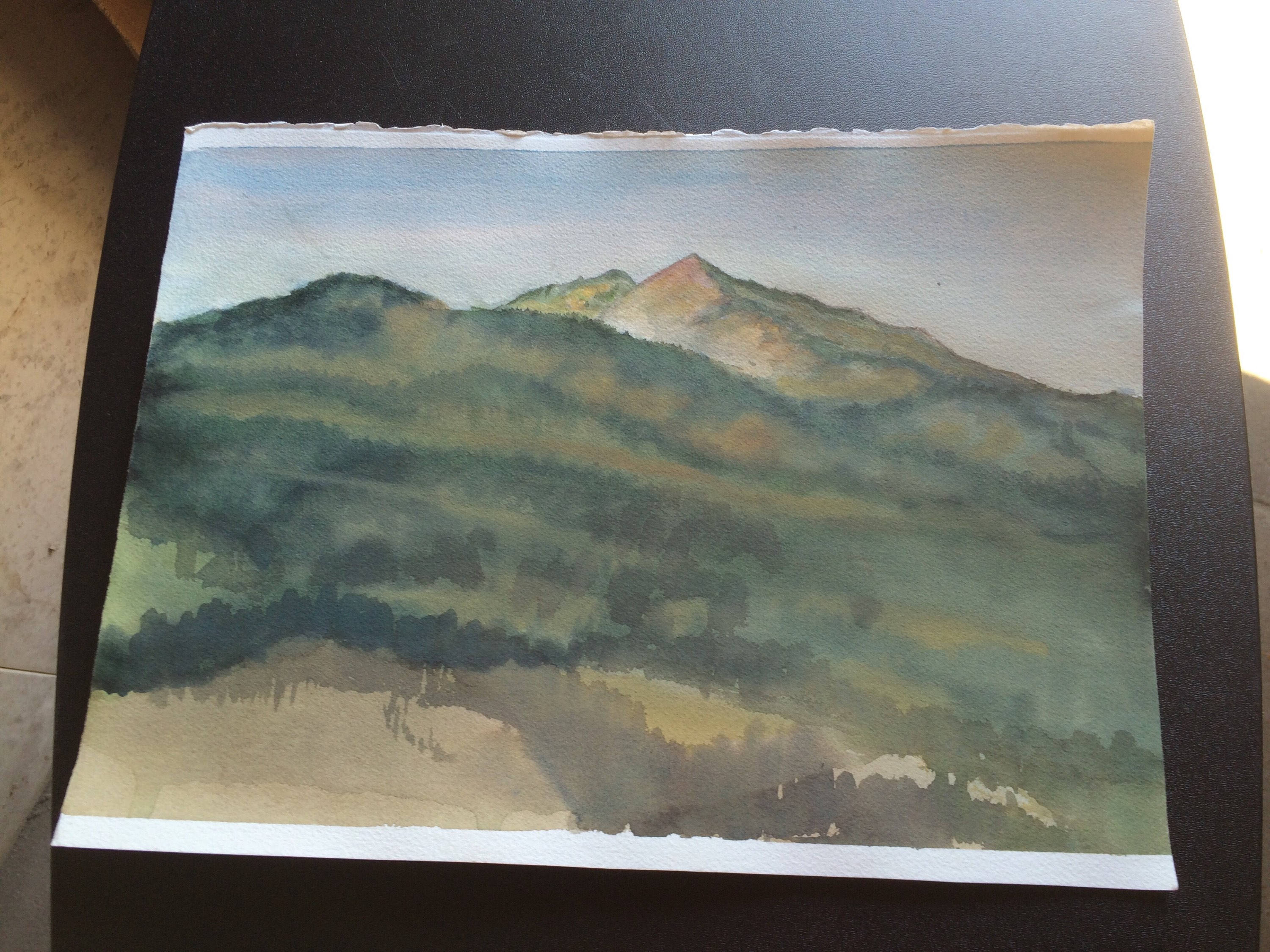 3000x2250 Vintage Watercolor Painting Beautiful Mountain Landscape Unframed - Watercolor Mountain Landscape