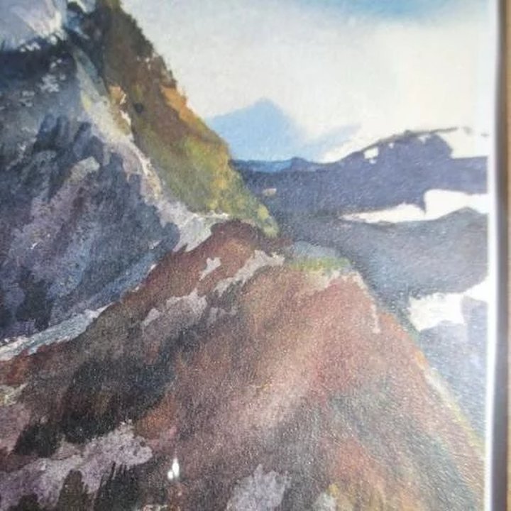 720x720 Mountain Scene Watercolor By Cecile R. Johnson Something - Watercolor Mountain Scene