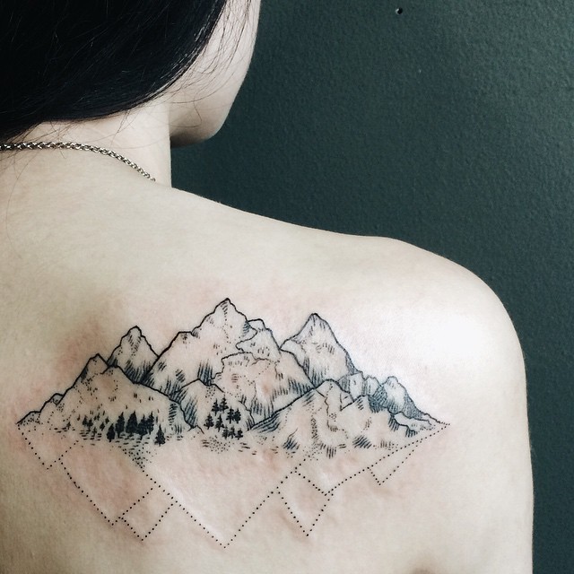 640x640 Best Mountain Tattoo - Watercolor Mountain Tattoo
