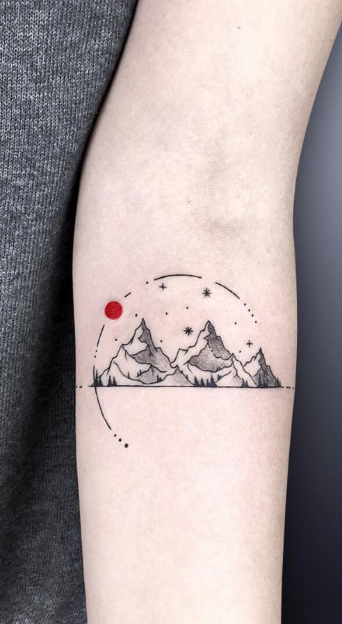 492x896 Mountains Tattoo - Watercolor Mountain Tattoo