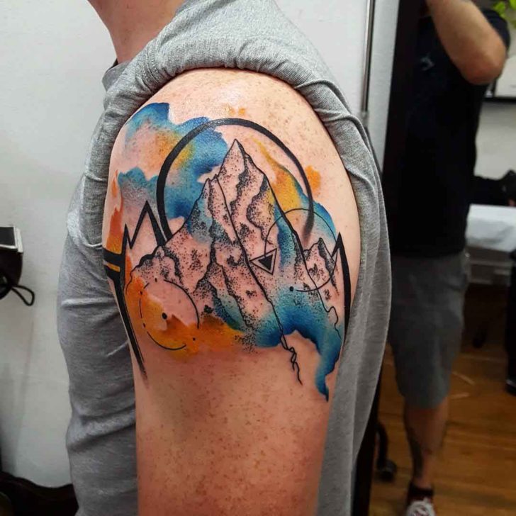 728x728 Watercolor Mountain Tattoo On Shoulder Best Tattoo Ideas Gallery - Watercolor Mountain Tattoo