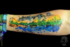 236x158 2014 Mountain Watercolor Tattoo Is Amazing Search Unique - Watercolor Mountain Tattoo