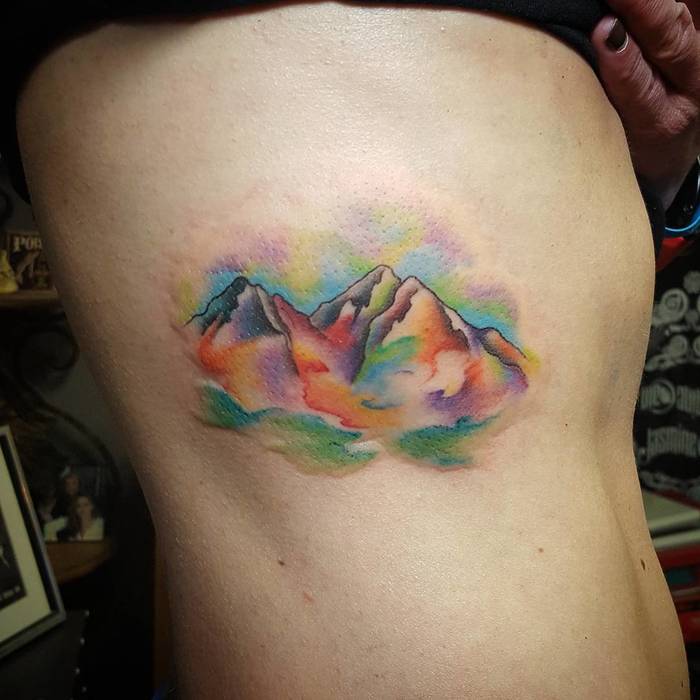 Watercolor Mountain Tattoo at Explore collection