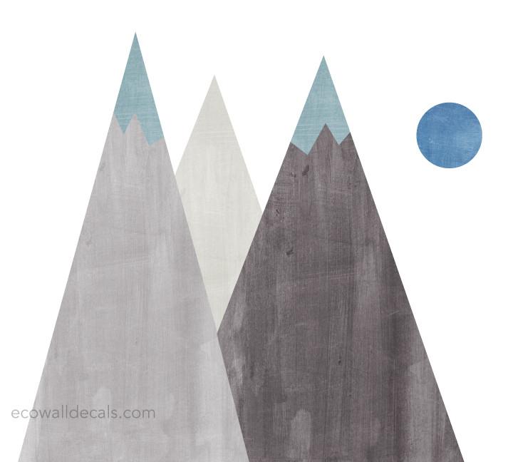 720x648 Mountain Fabric Wall Decals - Watercolor Mountains