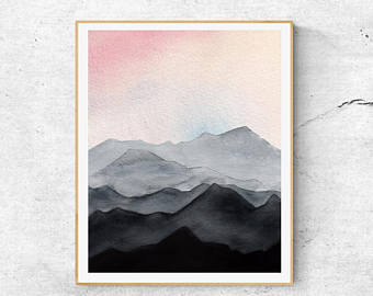 340x270 Mountain Watercolor Etsy - Watercolor Mountains