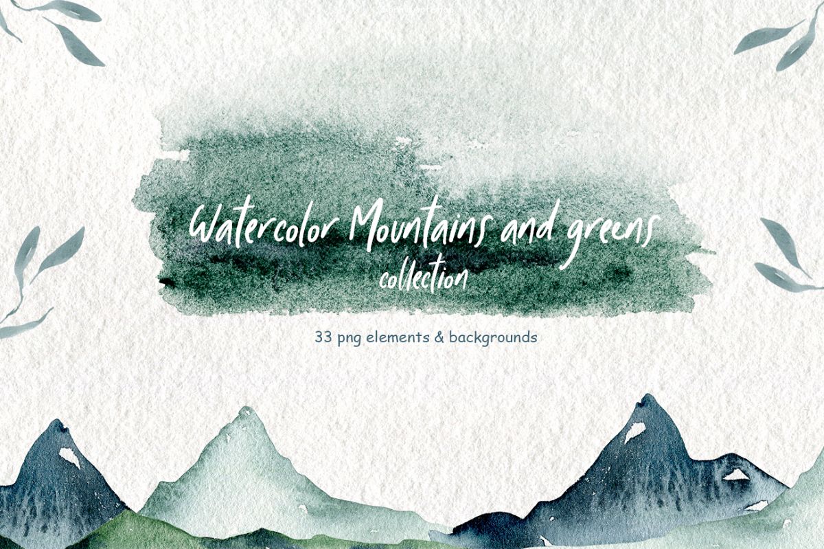 1200x799 Watercolor Mountains And Greens Natire Clipart - Watercolor Mountains