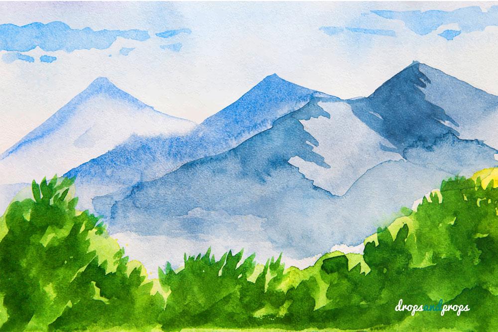 1000x667 Watercolor Mountains Photography Backdrop Drops Amp Props - Watercolor Mountains
