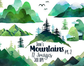 340x270 Watercolor Mountains Etsy - Watercolor Mountains