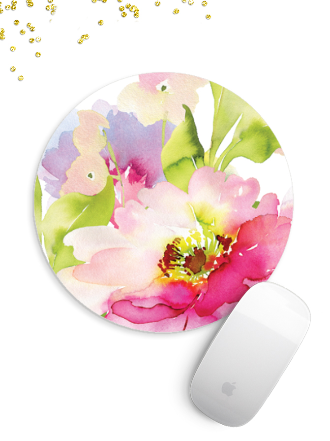 671x895 Floral Watercolor Pink Mouse Pad - Watercolor Mouse