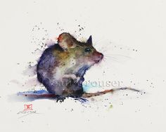 236x188 Little Mouse, Original Watercolor Painting Art, Animal Art - Watercolor Mouse