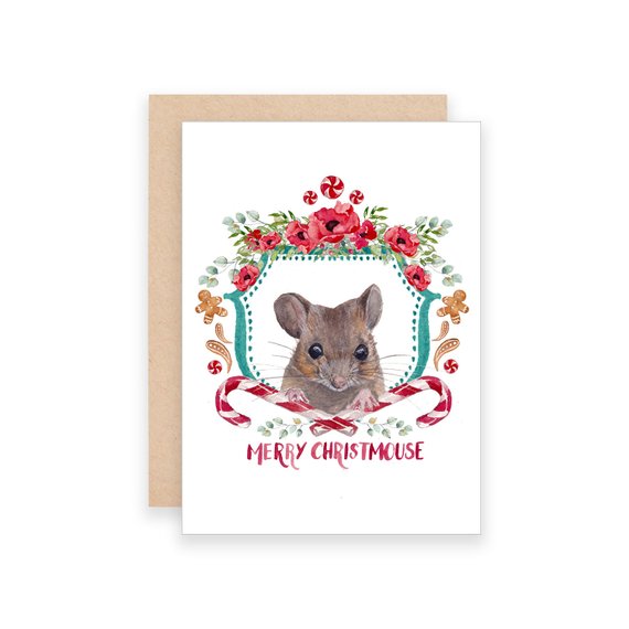 570x570 Merry Christmouse Christmas Card Watercolor Mouse Christmas - Watercolor Mouse