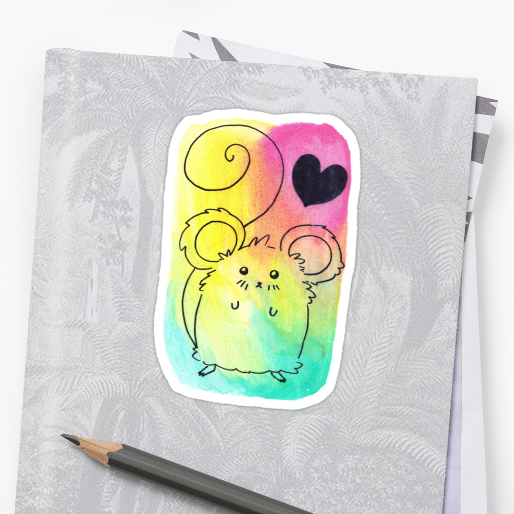 1000x1000 Watercolor Mouse And Heart Stickers By Saradaboru Redbubble - Watercolor Mouse