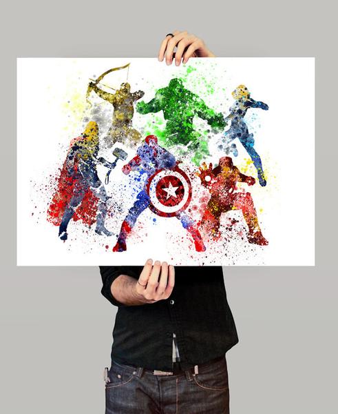 491x600 Avengers Age Of Ultron, Superhero Poster, Watercolor, Art Print - Watercolor Movie Posters
