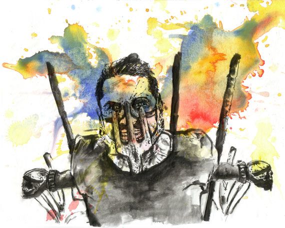 570x456 Mad Max Fury Road Movie Poster Art Print Watercolor Painting - Watercolor Movie Posters