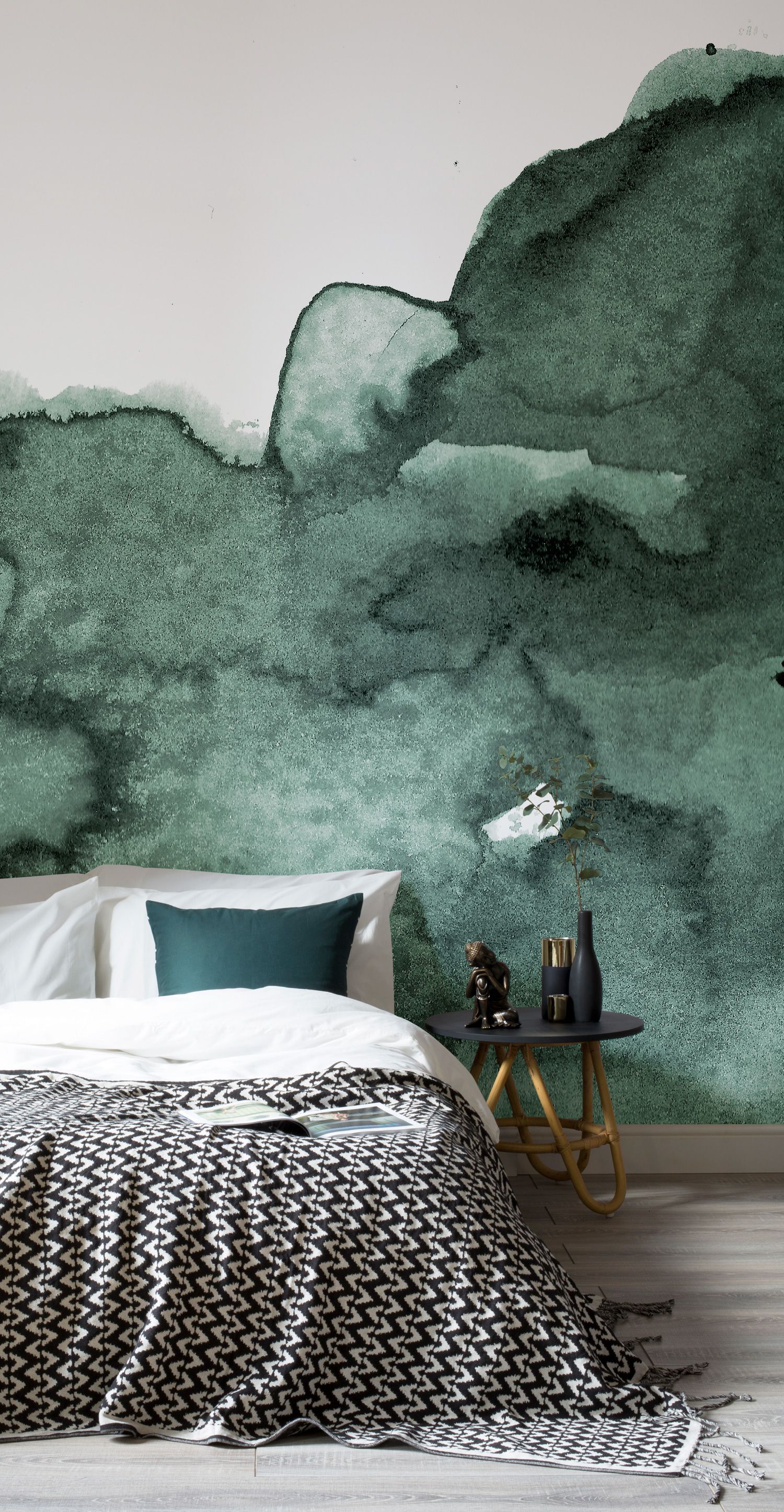 1500x2893 Green Abstract Watercolor Wall Mural Watercolor Wallpaper - Watercolor Mural Wallpaper