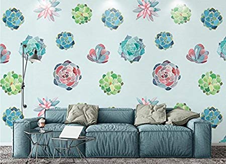 450x327 Mbwlkj Custom Mural Wallpaper Watercolor Flowers Succulents Plant - Watercolor Mural Wallpaper