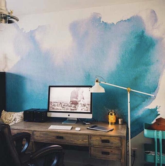 642x644 Watercolor Mural Watercolor Wallpaper Etsy - Watercolor Mural Wallpaper