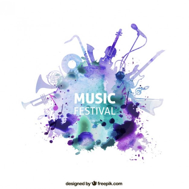 626x626 Music Festival In Watercolor Style Vector Premium Download - Watercolor Music