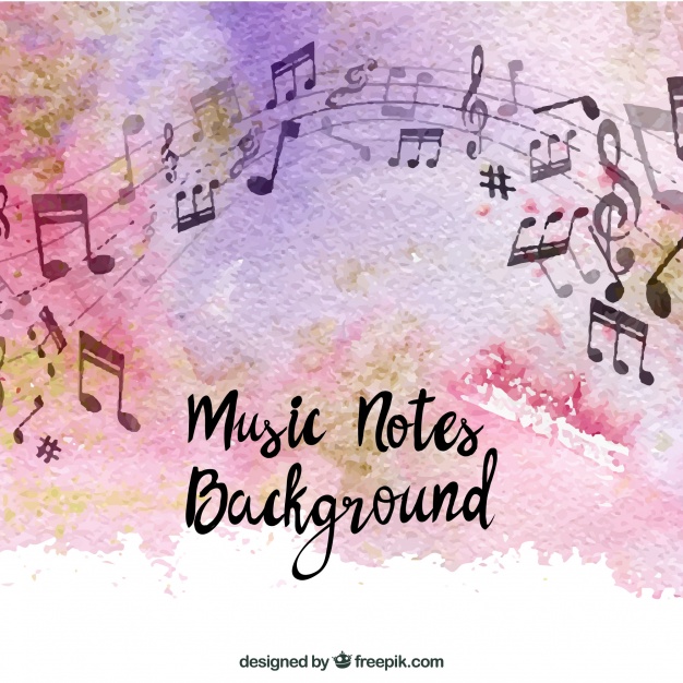 626x626 Music Notes On Watercolor Background Vector Free Download - Watercolor Music