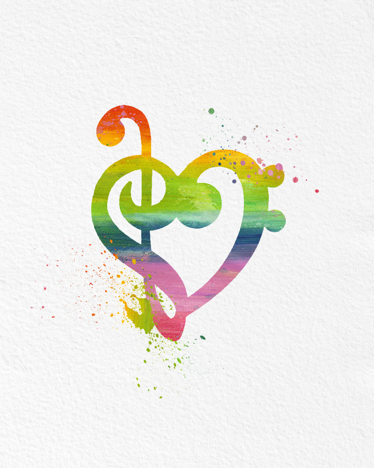 1200x1500 Watercolor Art Music Lovers Heart Gift Modern 8x10 Wall Art Decor - Watercolor Music