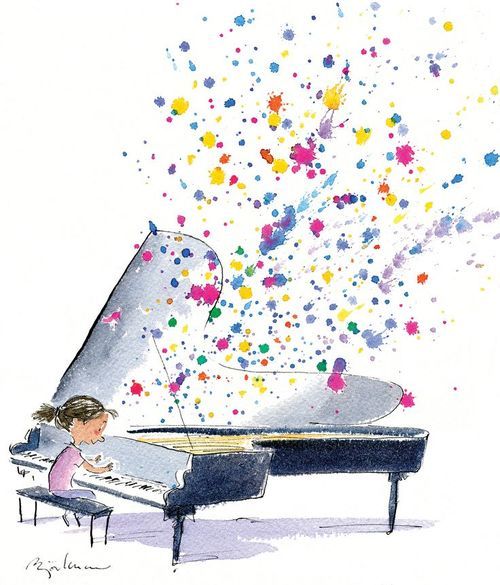 500x585 Instead Of Piano, Have Children Singing And Watercolor Music Notes - Watercolor Music