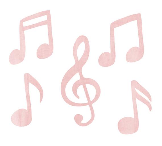 570x513 Music Note Wall Decals Watercolor Musical Notes Fabric Wall Etsy - Watercolor Music Notes