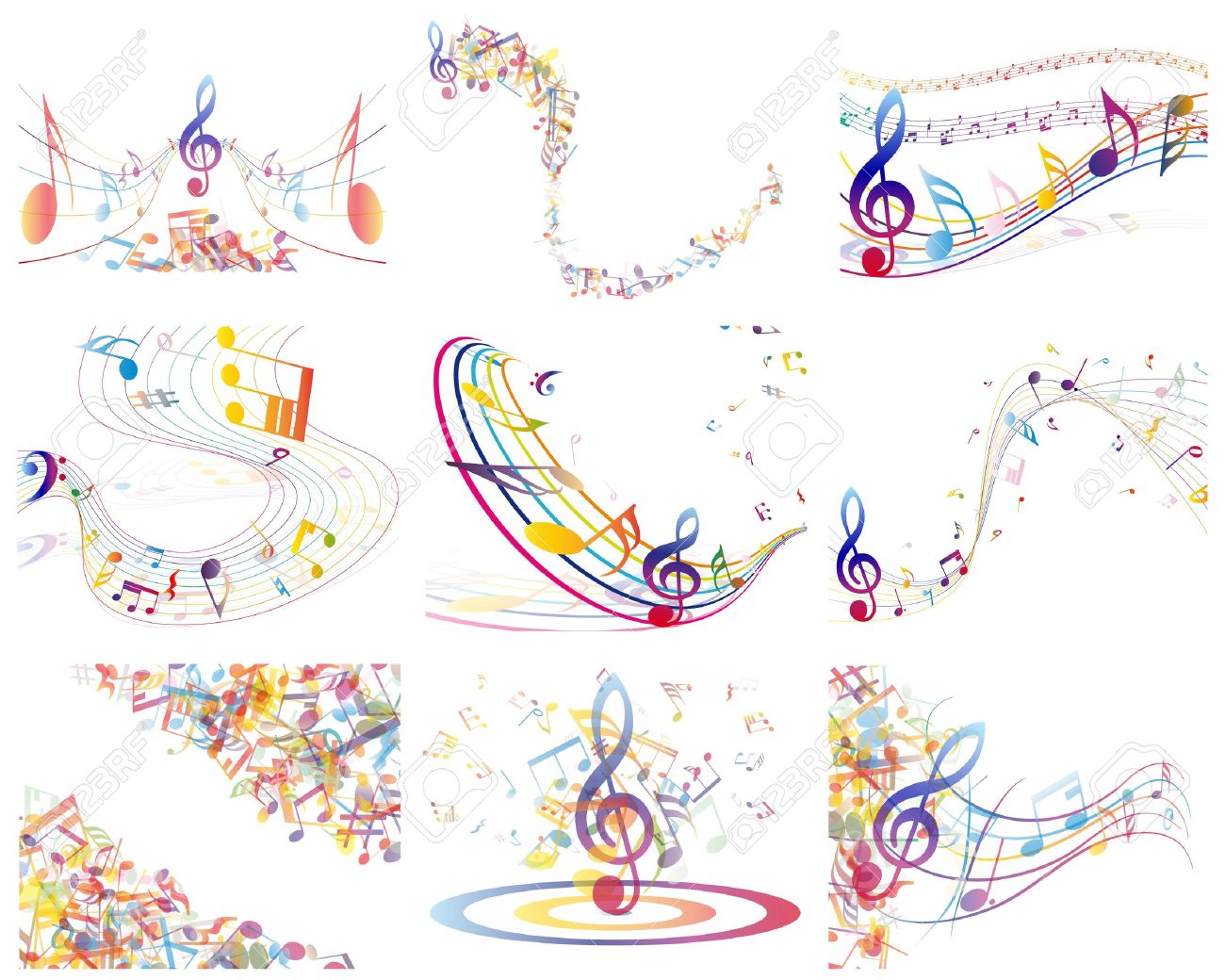 1300x1040 Musical Notes Clipart Coloured Music Note 17 - Watercolor Music Notes