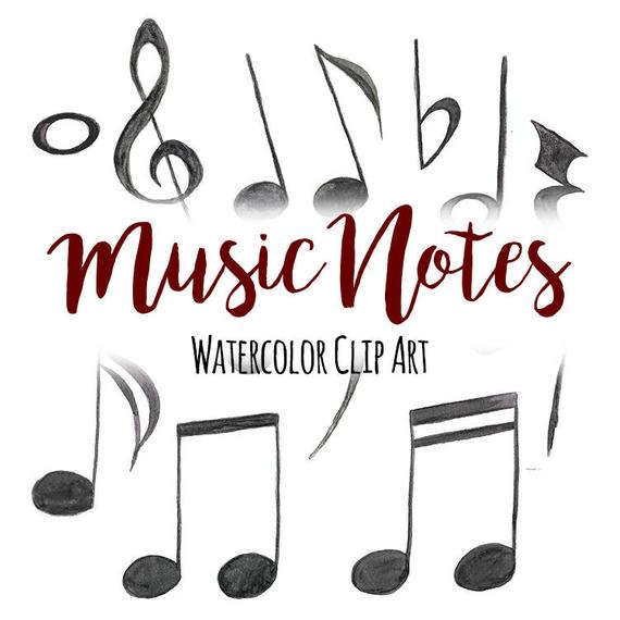 570x570 Watercolor Music Notes Clip Art Instant Download Hand Etsy - Watercolor Music Notes