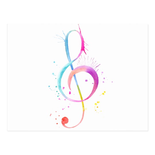 540x540 Watercolor Music Notes Postcard Zazzle.co.nz - Watercolor Music Notes