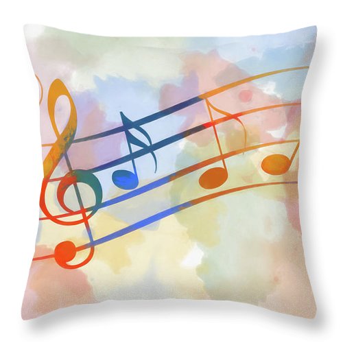 500x500 Watercolor Music Notes Throw Pillow For Sale By Dan Sproul - Watercolor Music Notes