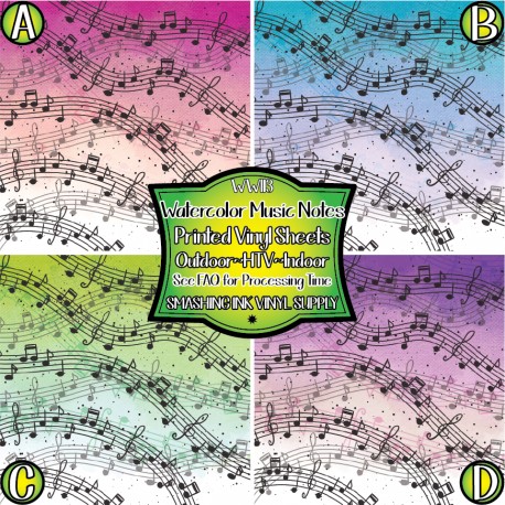 458x458 Watercolor Musical Notes Vinyl - Watercolor Music Notes