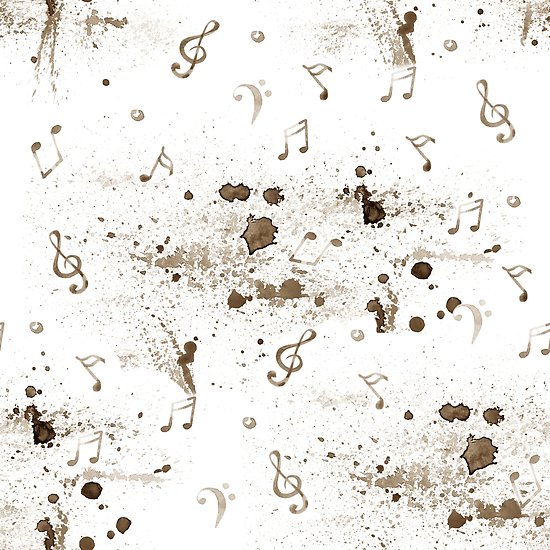 550x550 Watercolor Music Notes Pattern On White Background Posters By - Watercolor Music Notes