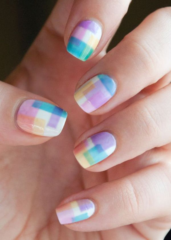 600x844 Watercolor Nail Art Ideas Nail Art Checkered - Watercolor Nail Polish Designs