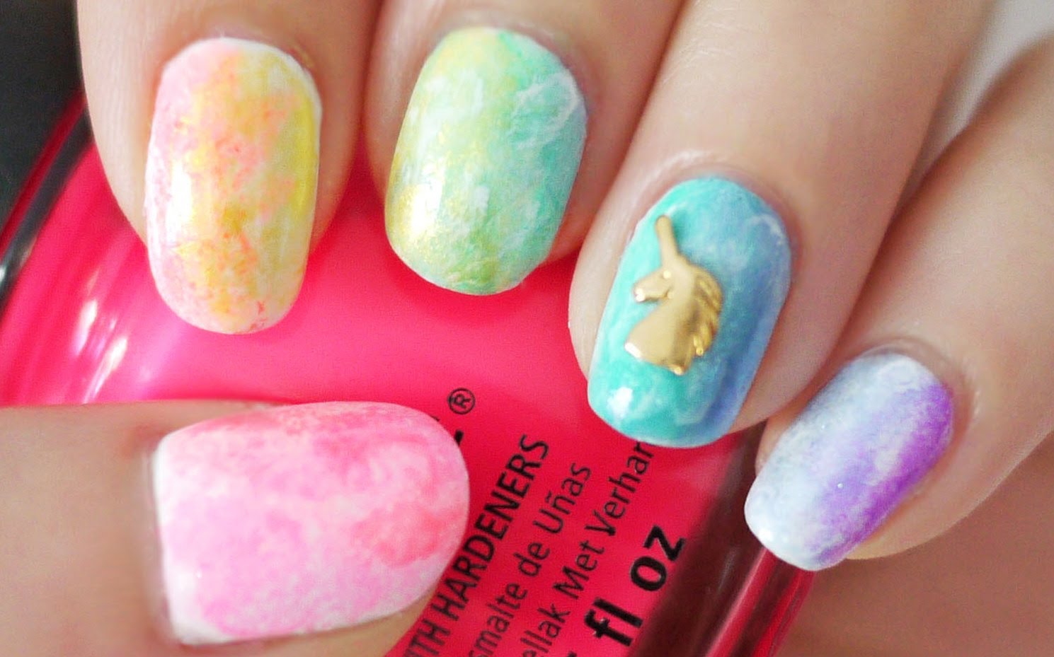 1489x929 Rainbow Watercolor Nails (Using A Sponge) - Watercolor Nails