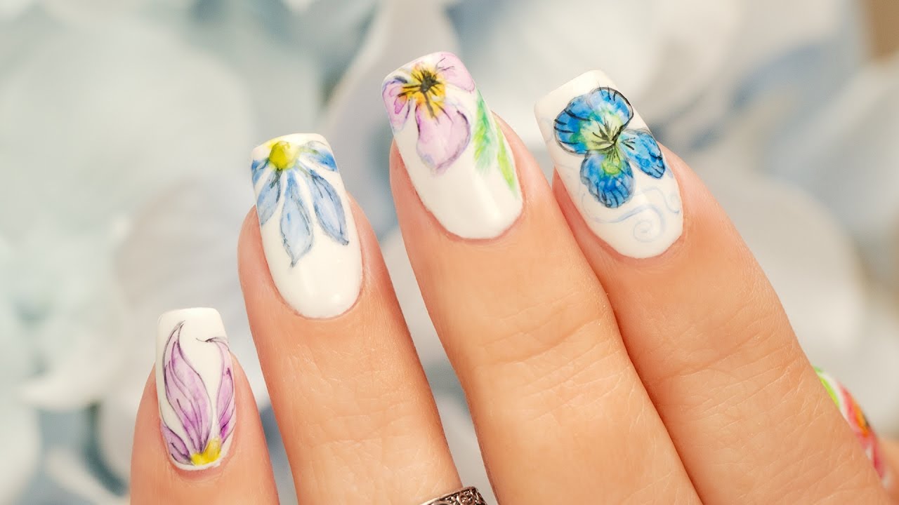 1280x720 Color Pencil Watercolor Nail Art - Watercolor Nails