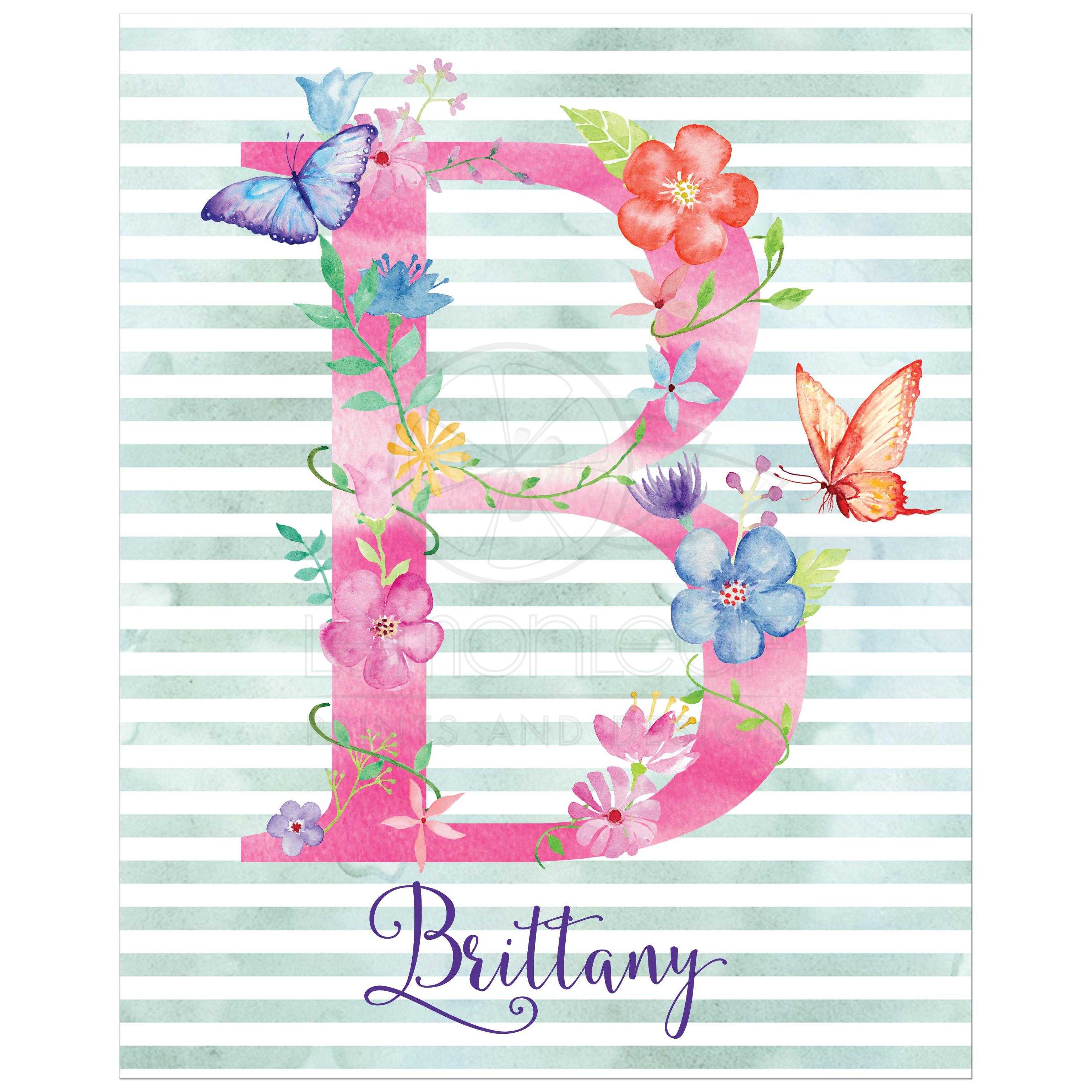 3075x3075 Customizable 8x10 Art Print 2 Personalized Watercolor Florals - Watercolor Name