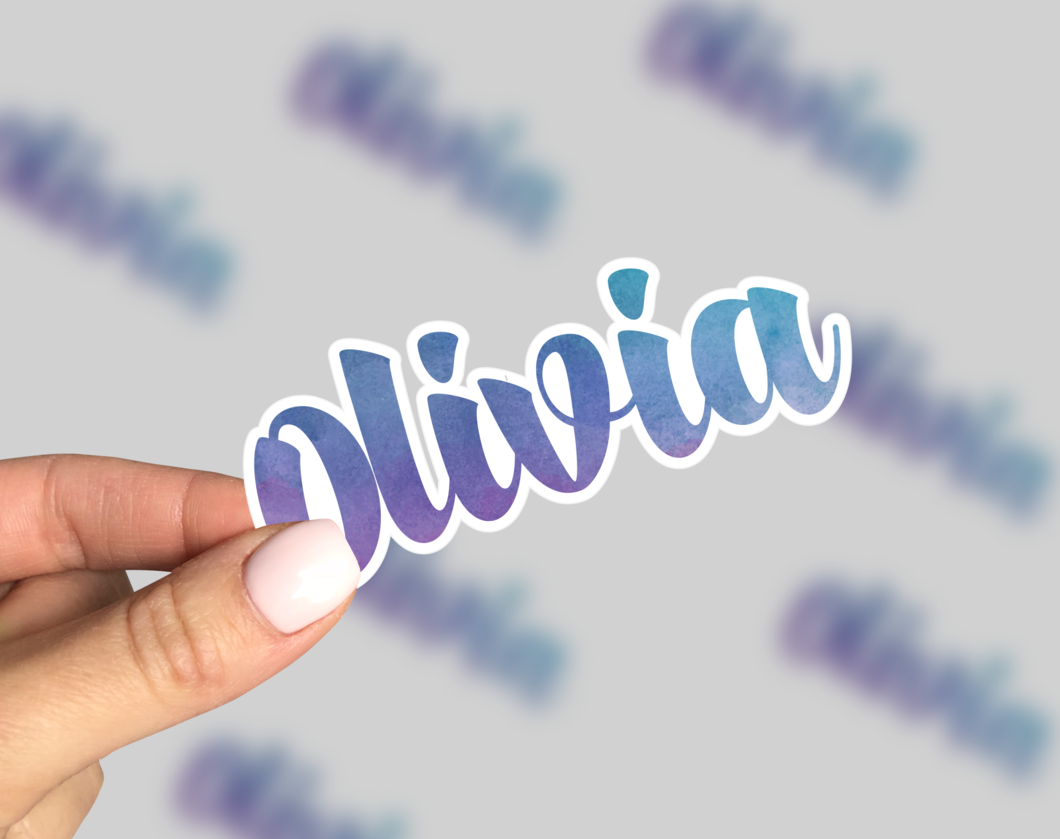 1060x839 Watercolor Name Sticker, Watercolor Laptop Sticker, Watercolor Car - Watercolor Name