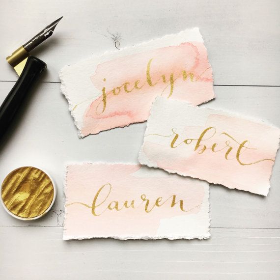 570x570 Calligraphy Place Cards Watercolor Name Cards Handwritten - Watercolor Name