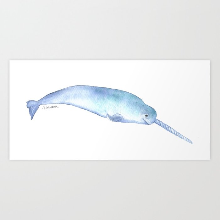 700x700 Narwhal Watercolor Art Print By Susanwindsor Society6 - Watercolor Narwhal