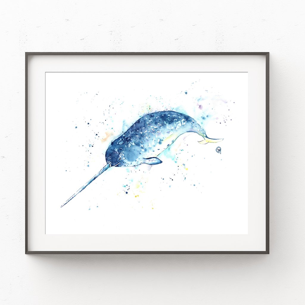 1024x1024 Narwhal Watercolor Painting - Watercolor Narwhal