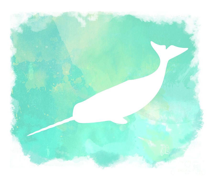 900x765 Colorful Watercolor Narwhal Sea Life Coastal Art Painting By Tina - Watercolor Narwhal