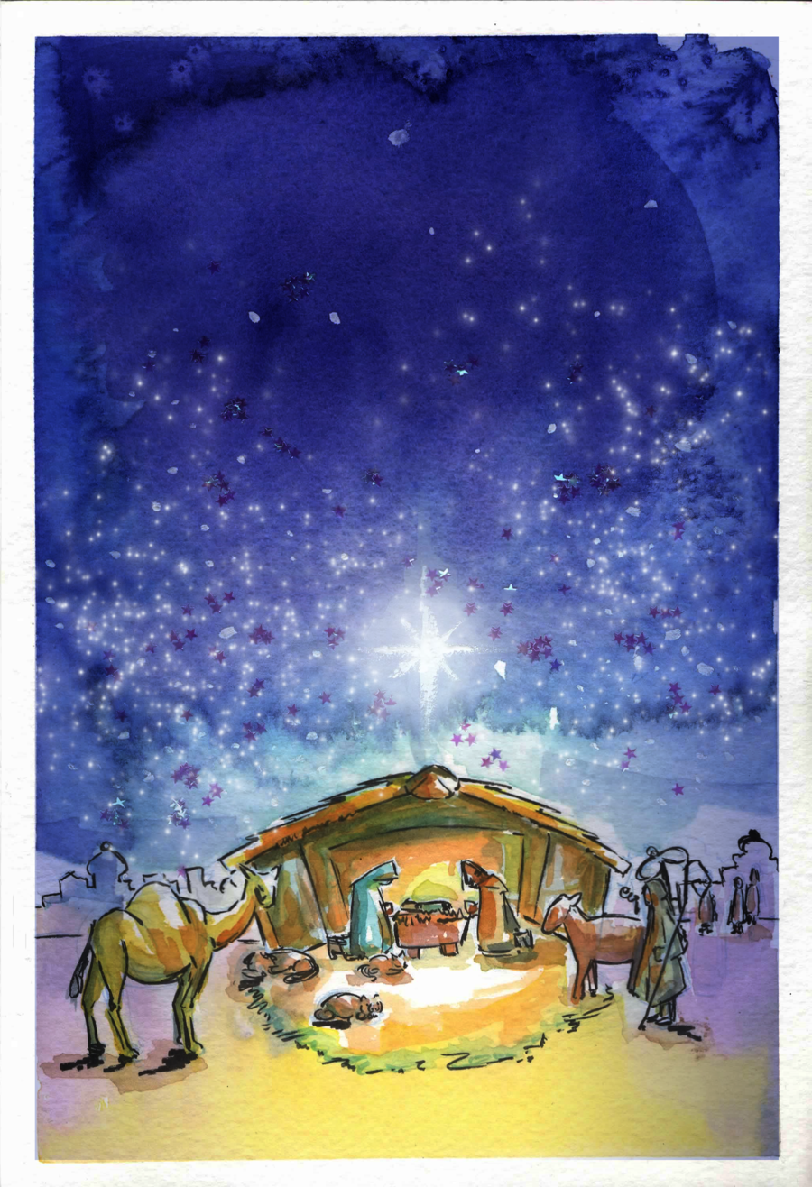 900x1316 Nativity Scene Watercolor Background By Jwebsterart - Watercolor Nativity